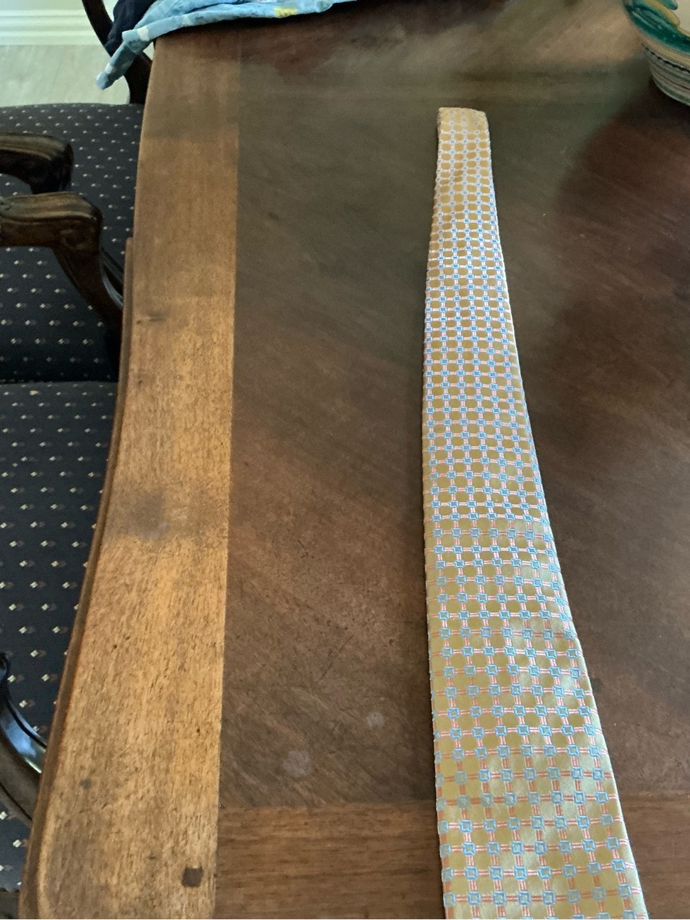 Charvet Yellow and Light Blue Geometric Silk Tie